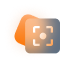 Abstract icon representing camera focus symbol, to represent product-focused approach, styled  with glassmorphism effect