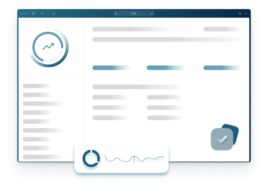 Stylized image of TRAX's user interface
